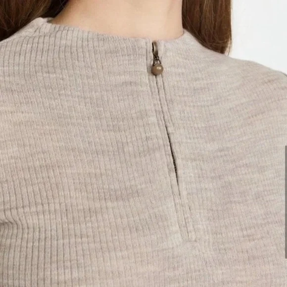 Vince Ribbed Wool Blend Quarter Zip Sweater Pullover Size Small Heather Birch - Picture 8 of 8